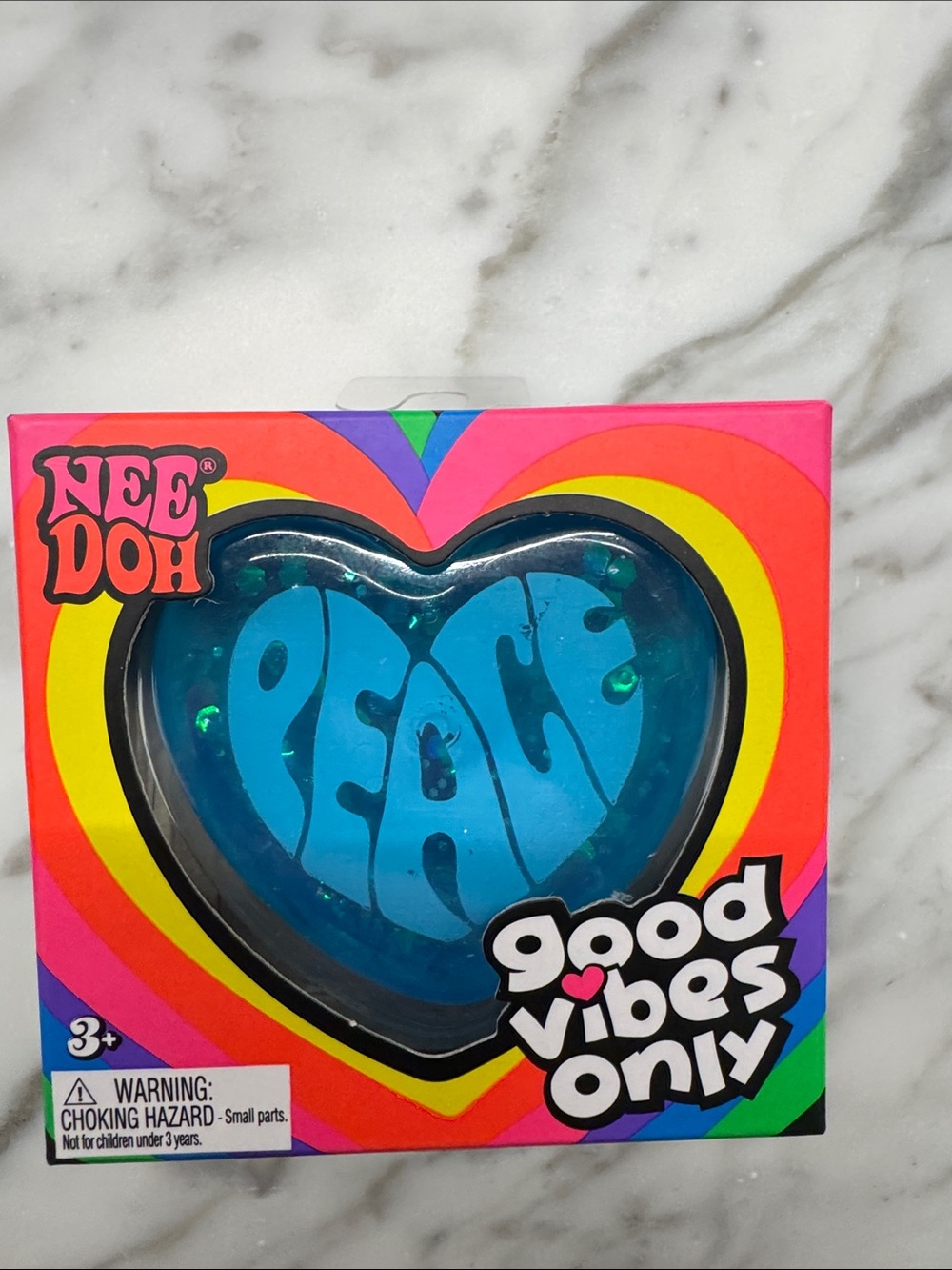 NeeDoh Peace Heart Stress Ball - Blue -NEW -AUTHENTIC